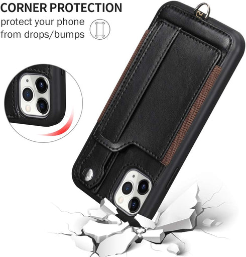 TOOVREN Phone Cover for iPhone 11 Pro Max Wallet Case with Card Holder PU Leather Kickstand Fits iPhone 11 Pro Max Case with Strap Stand Adjustabl...